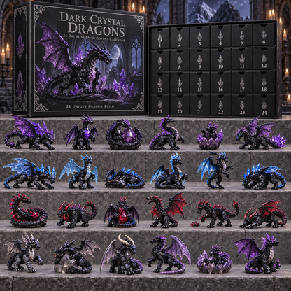 Christmas Kickoff 49% Off - 2026 Days Of Dark Crystal Dragons Blind Box - 24-day Festive Countdown, Crystal Dragon Themed Collectible Miniatures Blind Box - Gift For Dragon Lovers