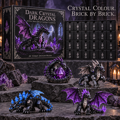 Christmas Kickoff 49% Off - 2026 Days Of Dark Crystal Dragons Blind Box - 24-day Festive Countdown, Crystal Dragon Themed Collectible Miniatures Blind Box - Gift For Dragon Lovers