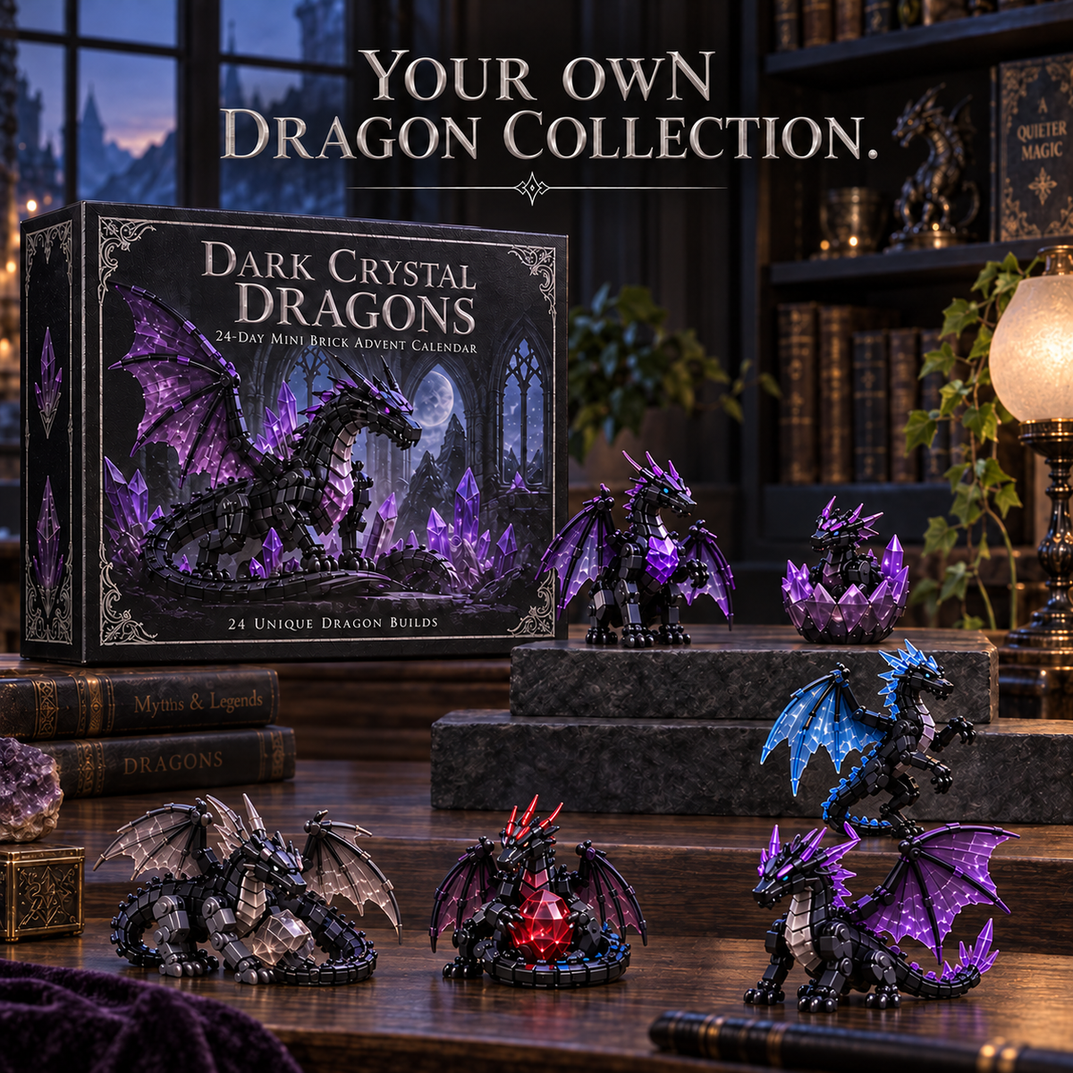 Christmas Kickoff 49% Off - 2026 Days Of Dark Crystal Dragons Blind Box - 24-day Festive Countdown, Crystal Dragon Themed Collectible Miniatures Blind Box - Gift For Dragon Lovers