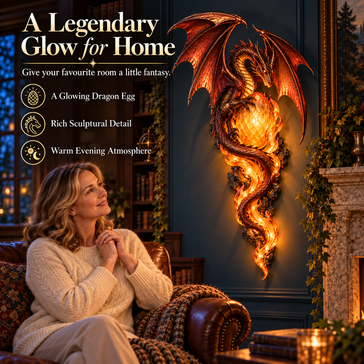 ✨last Day 49% Off✨🐉 Dragon Egg Guardian™ – Lighted Dragon Fantasy Wall Art