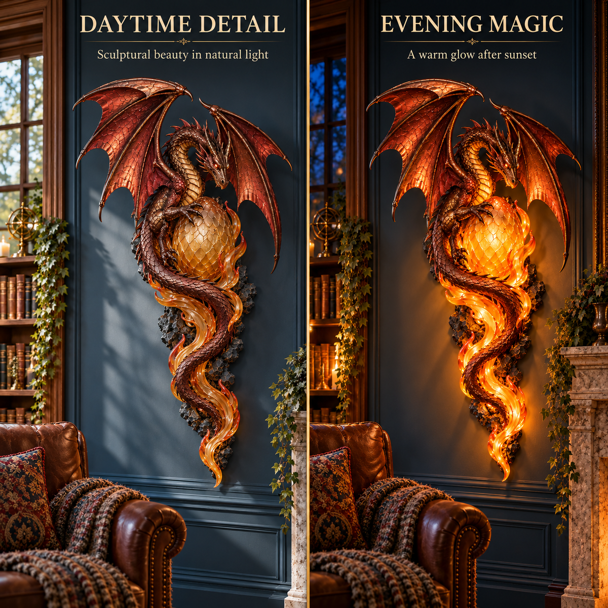 ✨last Day 49% Off✨🐉 Dragon Egg Guardian™ – Lighted Dragon Fantasy Wall Art