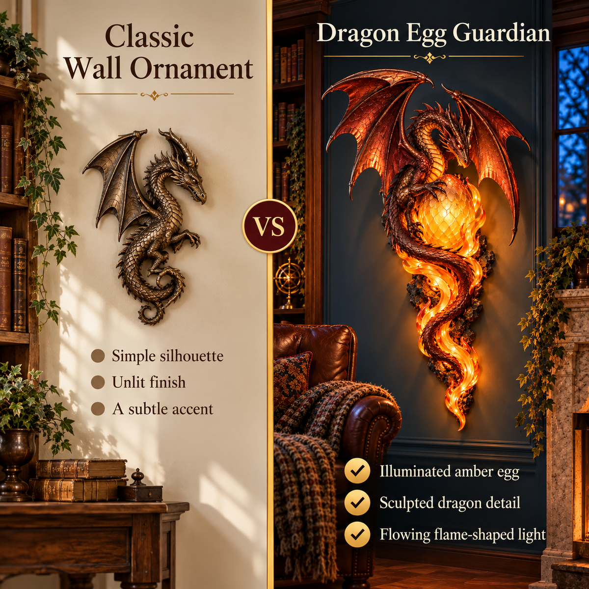 ✨last Day 49% Off✨🐉 Dragon Egg Guardian™ – Lighted Dragon Fantasy Wall Art