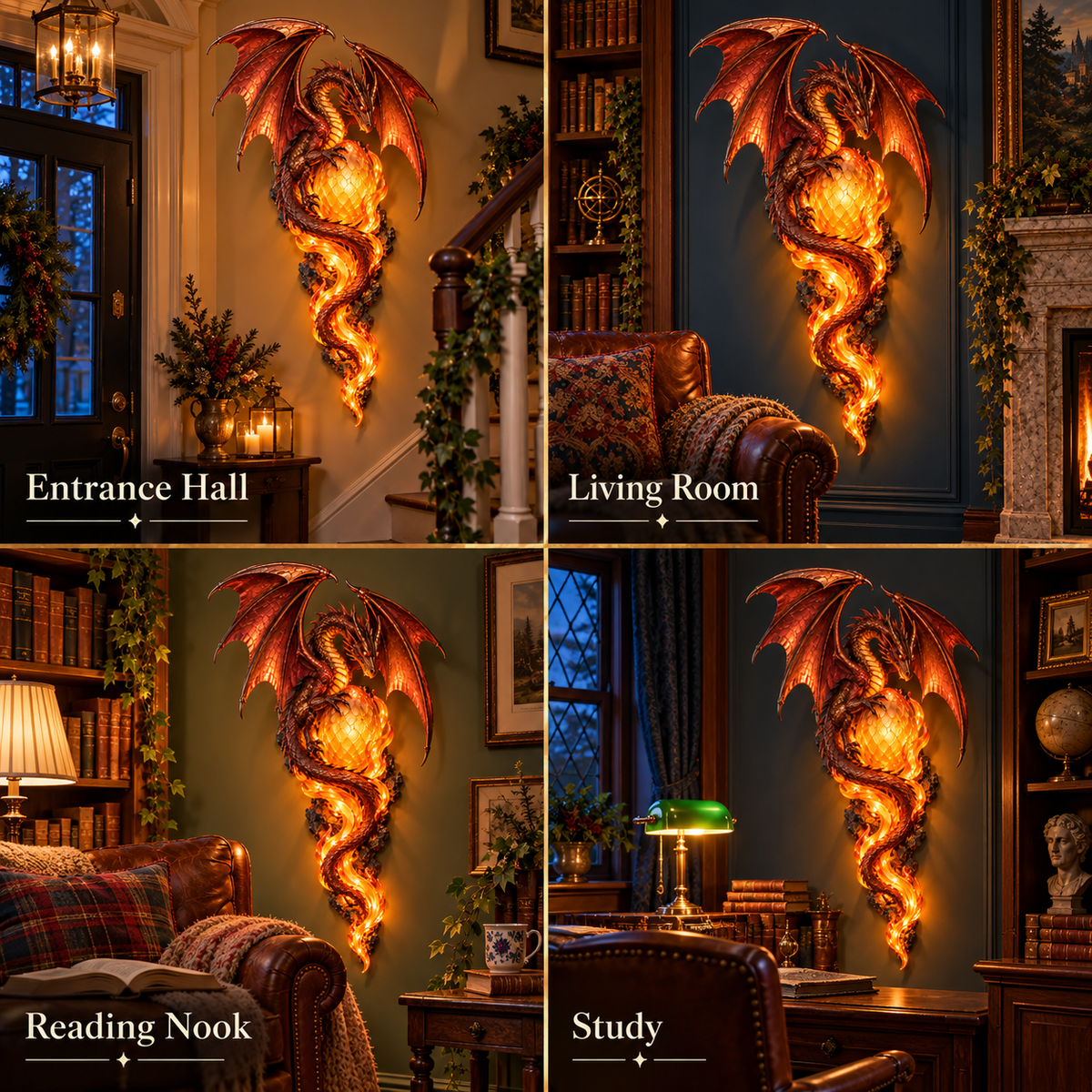 ✨last Day 49% Off✨🐉 Dragon Egg Guardian™ – Lighted Dragon Fantasy Wall Art