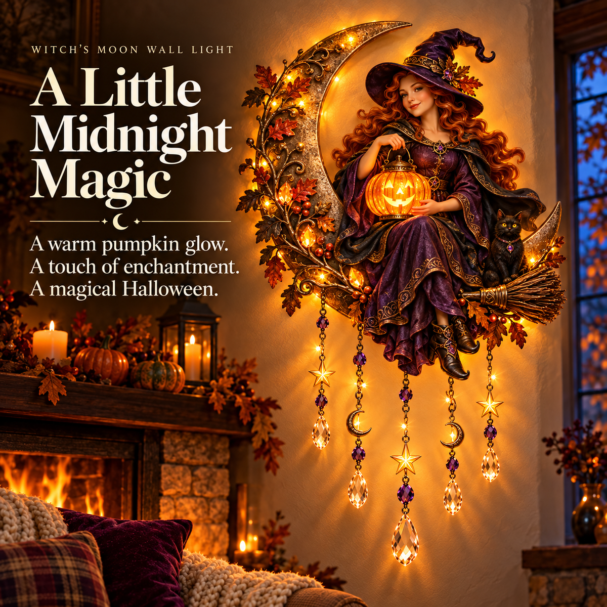 🎃Witch’s Moon Crystal Wall Light🌙