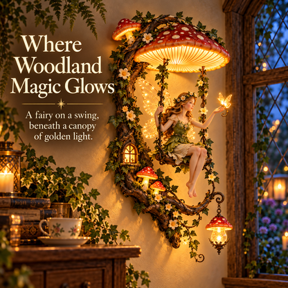 ✨last Day 49% Off✨🧚 Fairyglow™ – Lighted Woodland Fairy Mushroom Swing Wall Art