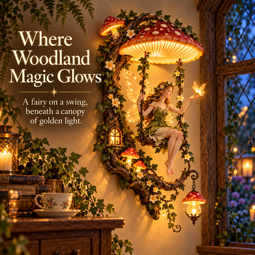 ✨last Day 49% Off✨🧚 Fairyglow™ – Lighted Woodland Fairy Mushroom Swing Wall Art