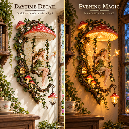 ✨last Day 49% Off✨🧚 Fairyglow™ – Lighted Woodland Fairy Mushroom Swing Wall Art