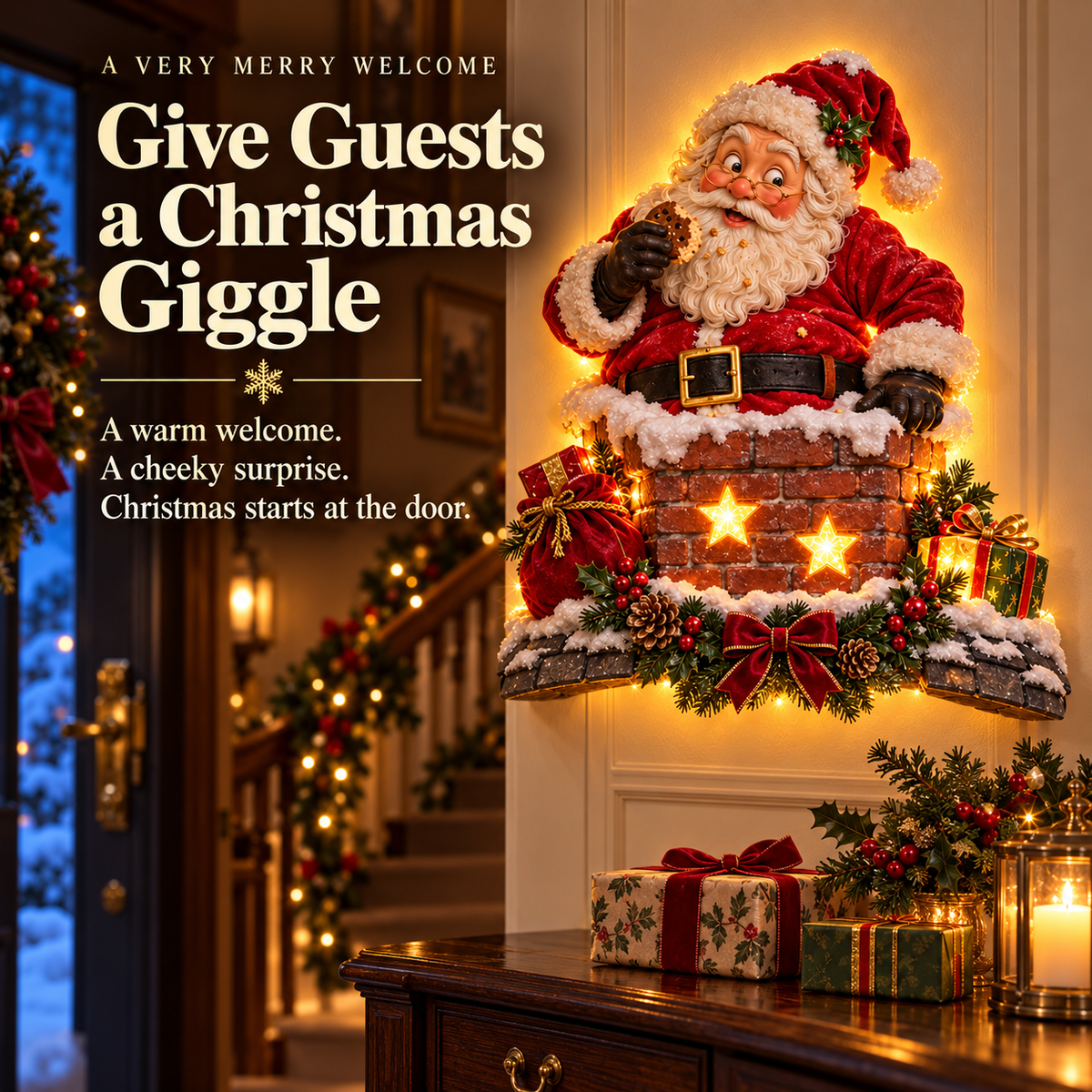 Cheeky Santa Chimney Wall Light
