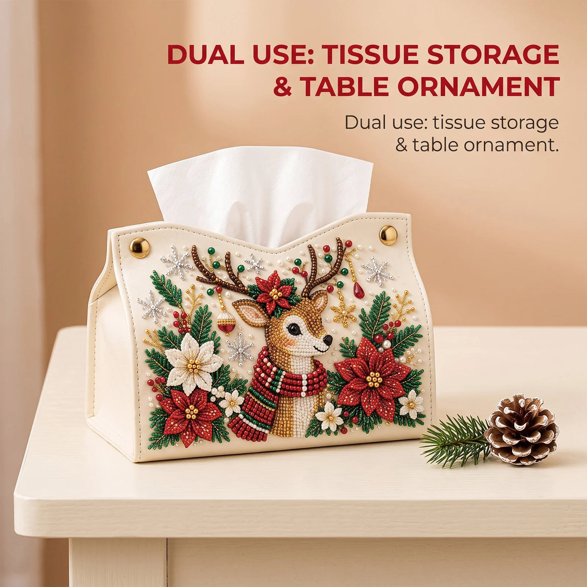 Diy Christmas Diamond Painting Tissue Box Special-shaped Pearl Rhinestones Handmade Holiday Home Decor Craft Kit