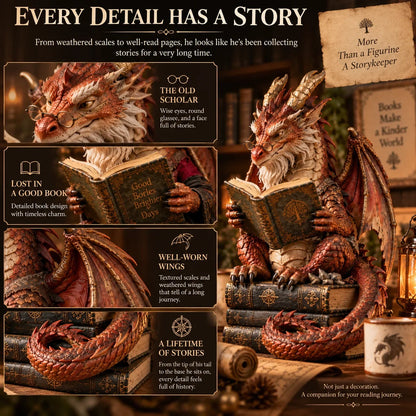 🐉 Wandering Scholar Dragon Figurine | Book Lover Décor