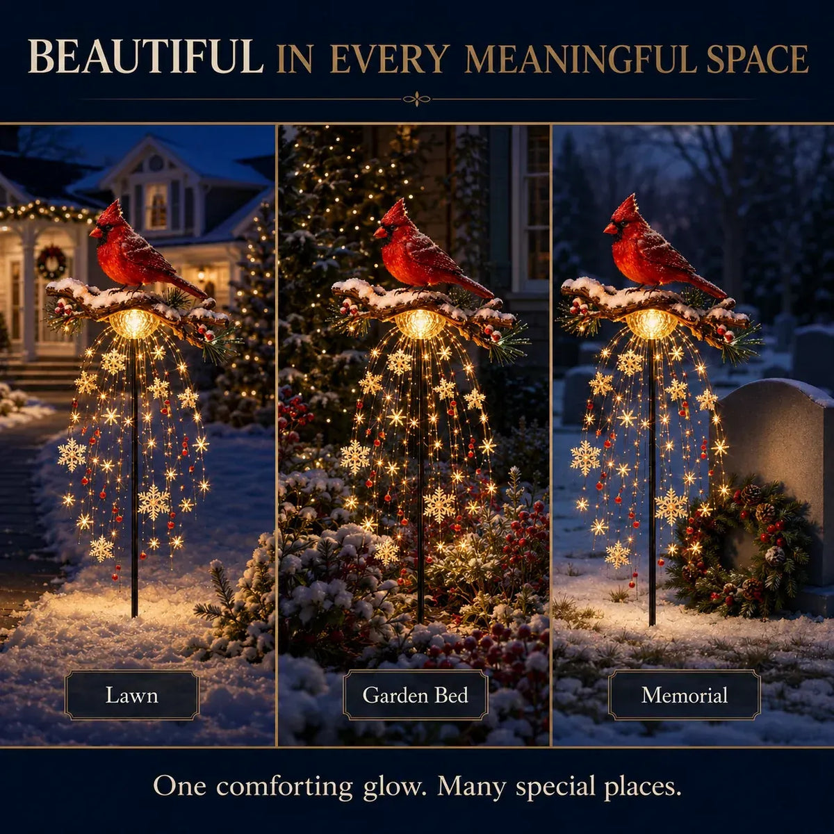 ❤️ Cardinal Memory Fountain – Lighted Christmas Remembrance Garden Decor