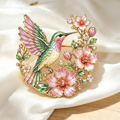 🦜🌸Vintage Hummingbird & Floral Enamel Brooch 🦜🌸