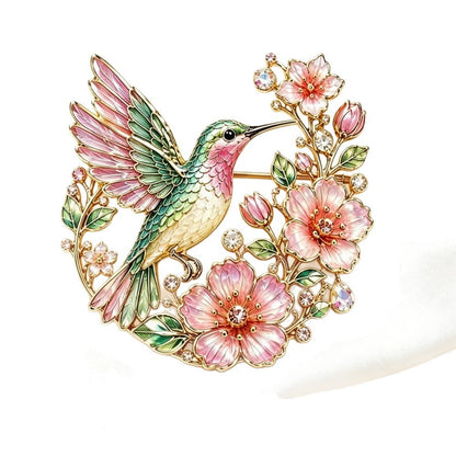 🦜🌸Vintage Hummingbird & Floral Enamel Brooch 🦜🌸