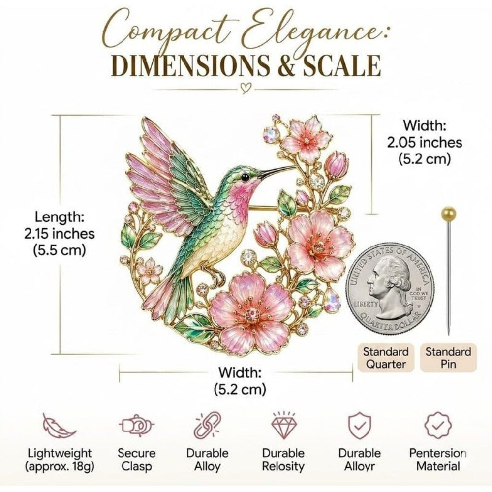 🦜🌸Vintage Hummingbird & Floral Enamel Brooch 🦜🌸