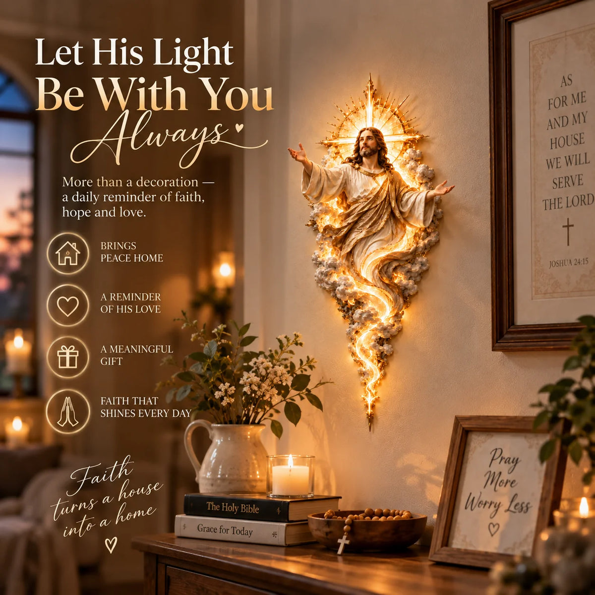 🔥last Day 49% Off -  ✝️ Light Of The World Jesus Wall Sculpture – A Radiant Symbol Of Faith For The Home