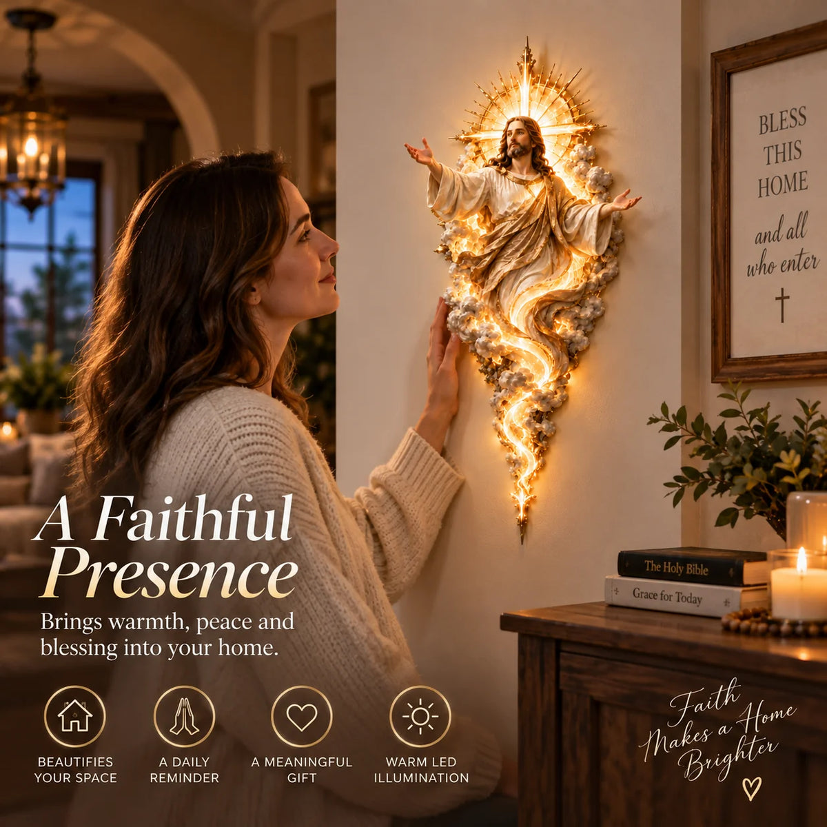 🔥last Day 49% Off -  ✝️ Light Of The World Jesus Wall Sculpture – A Radiant Symbol Of Faith For The Home