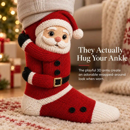 🎄3d Hugging Christmas Socks – Cute Knit Holiday Socks, 5 Festive Designs