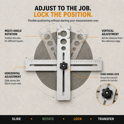 🛠️stainless Steel Tile Positioning Ruler – Adjustable Drill Guide & Measuring Tool For Ceramic, Marble & Wall Tile