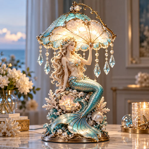 Pearl Tide Mermaid™ – Enchanted Seashell Crystal Lamp