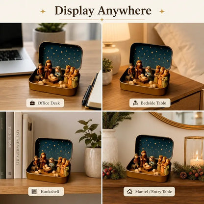 Pocket-Size Mini Nativity Scene Set – Hand-Painted Christmas Decor