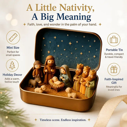 Pocket-Size Mini Nativity Scene Set – Hand-Painted Christmas Decor
