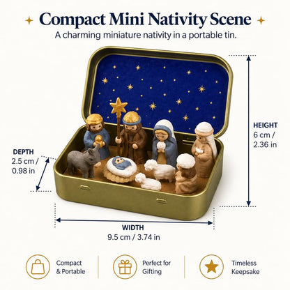 Pocket-Size Mini Nativity Scene Set – Hand-Painted Christmas Decor