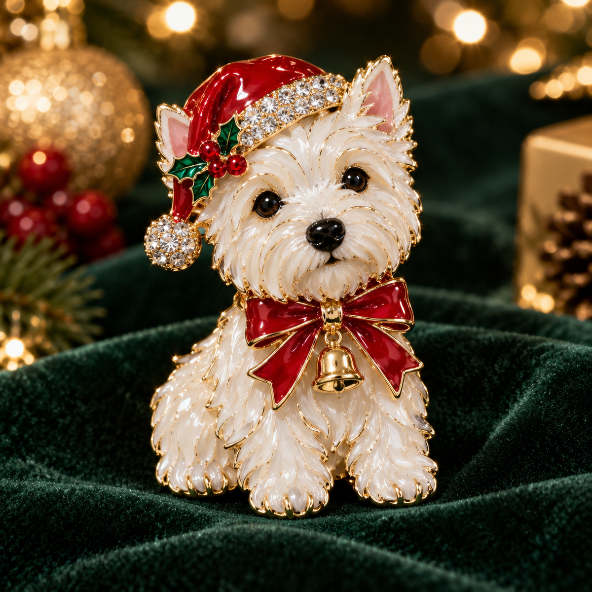 🎄🐶Christmas Westie & Yorkshire Terrier Dog Brooch 🎄🐶