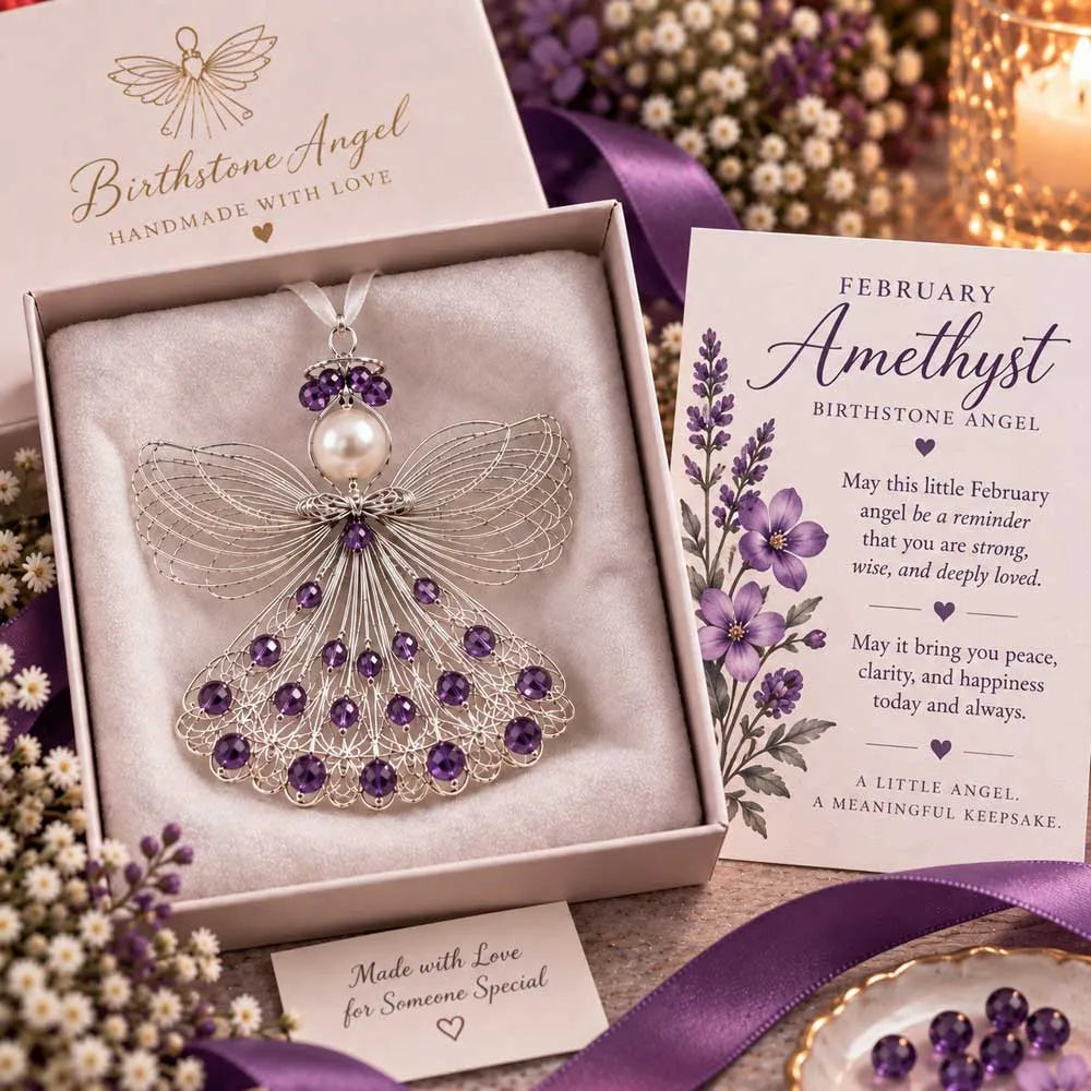 ⏳ 49% Off – 👼handmade Birthstone Angel Wire Ornament |12 Meaningful Birthstone Colors With Keepsake Card ✨
