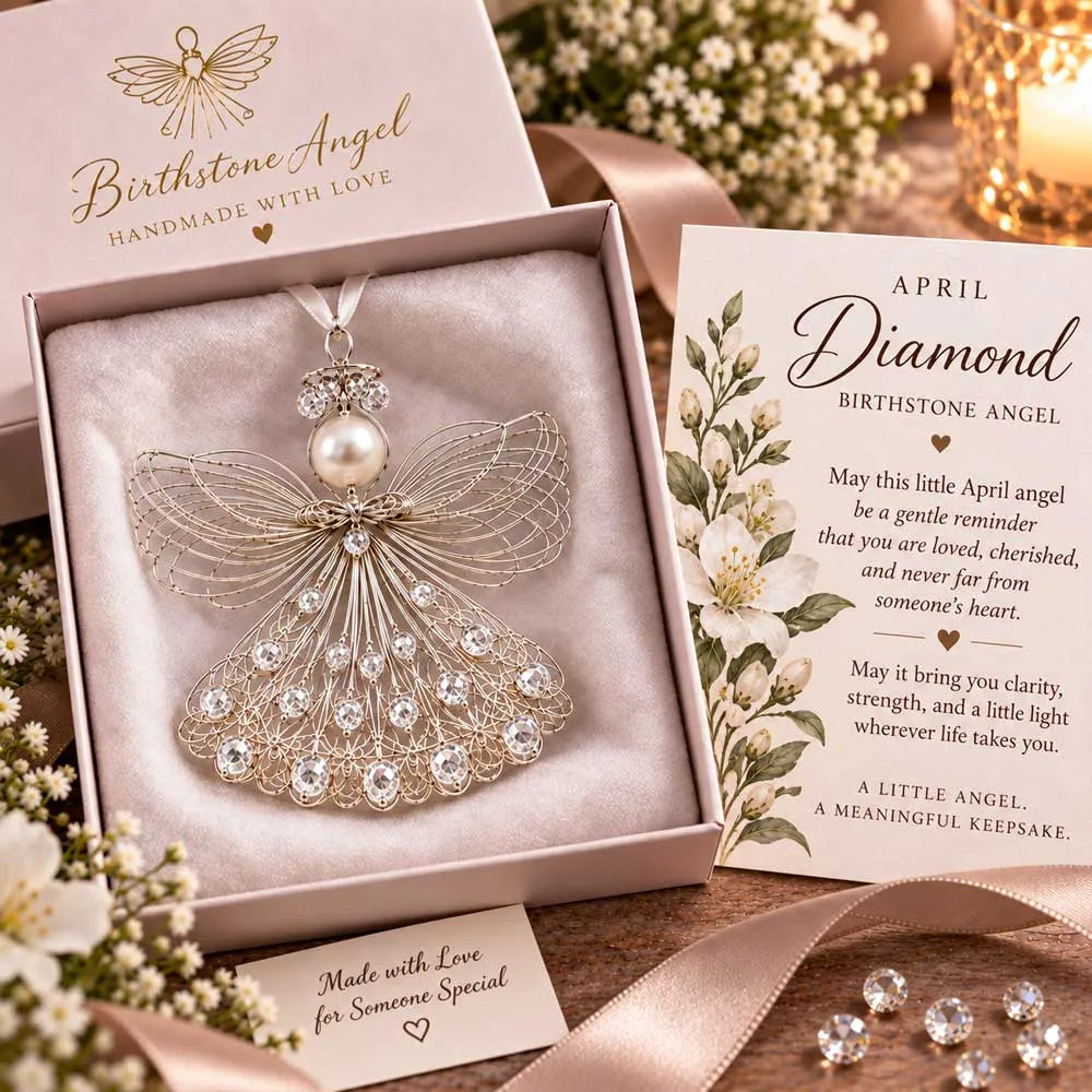 ⏳ 49% Off – 👼handmade Birthstone Angel Wire Ornament |12 Meaningful Birthstone Colors With Keepsake Card ✨