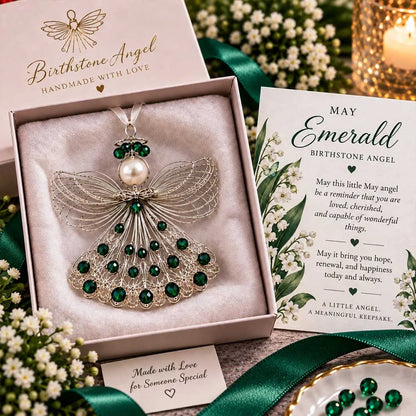 ⏳ 49% Off – 👼handmade Birthstone Angel Wire Ornament |12 Meaningful Birthstone Colors With Keepsake Card ✨