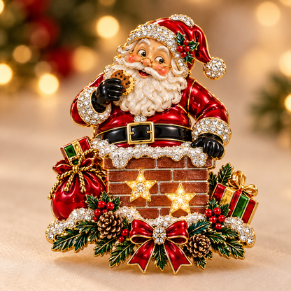 🎅✨Light-Up Santa Chimney Christmas Brooch 🎅✨