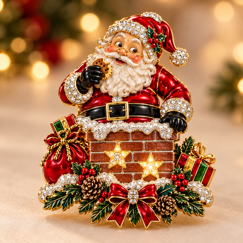 🎅✨Light-Up Santa Chimney Christmas Brooch 🎅✨