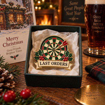 Last Orders Darts Enamel Pin | British Pub Christmas Lapel Badge For Darts & Pub Lovers