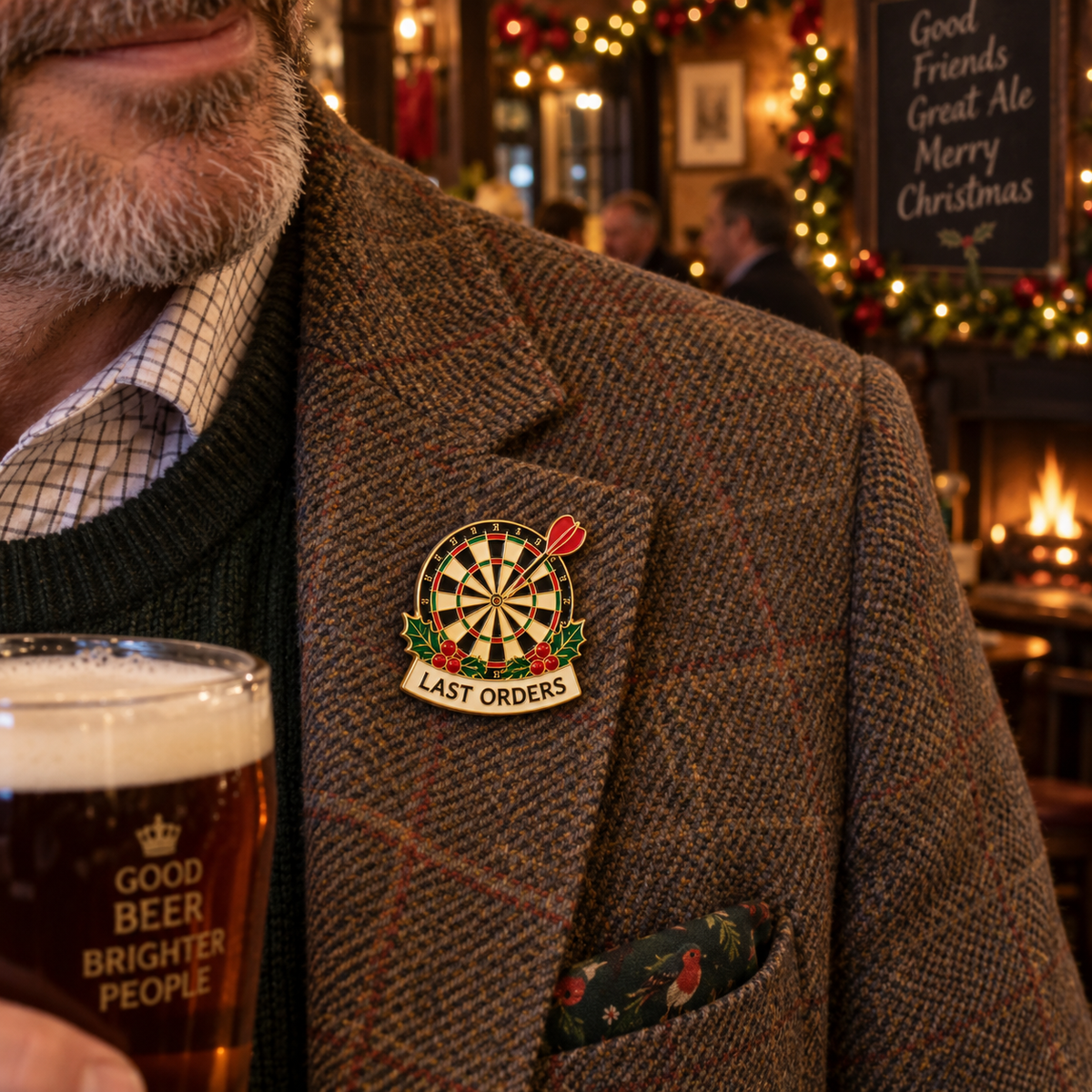 Last Orders Darts Enamel Pin | British Pub Christmas Lapel Badge For Darts & Pub Lovers