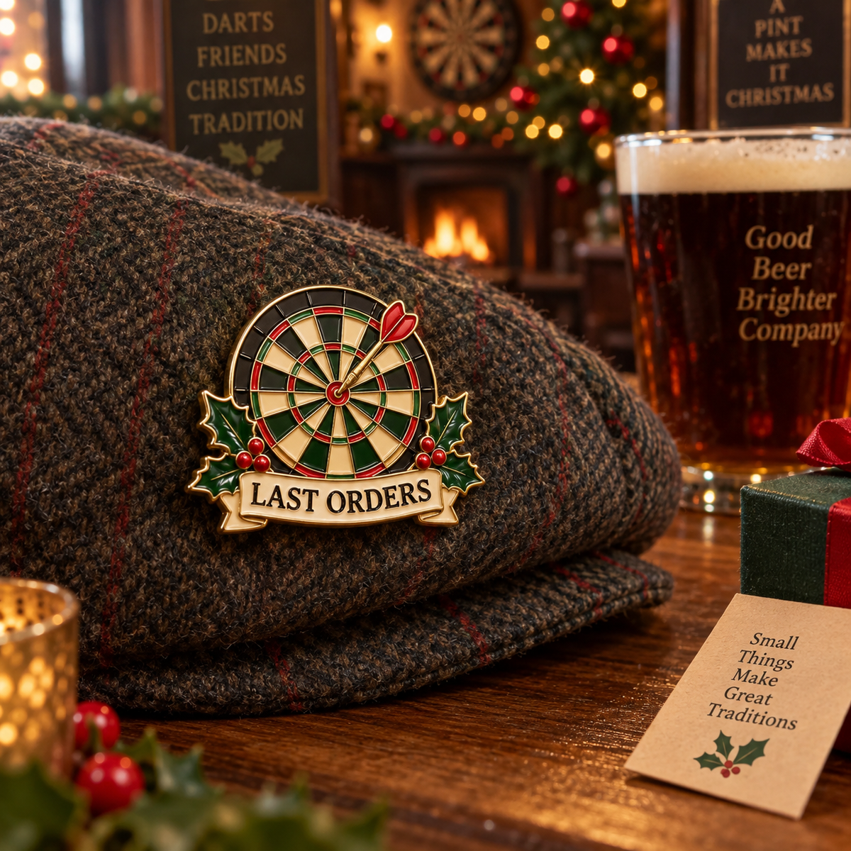 Last Orders Darts Enamel Pin | British Pub Christmas Lapel Badge For Darts & Pub Lovers