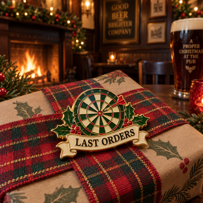 Last Orders Darts Enamel Pin | British Pub Christmas Lapel Badge For Darts & Pub Lovers