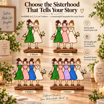 Side By Side Sisters Stained Glass-inspired Friendship Figurine