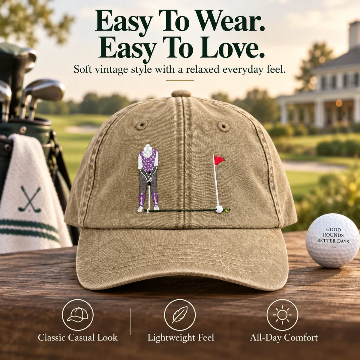 ⛳ Putt It In! Interactive Golf Cap – Vintage Washed Moving Ball Hat