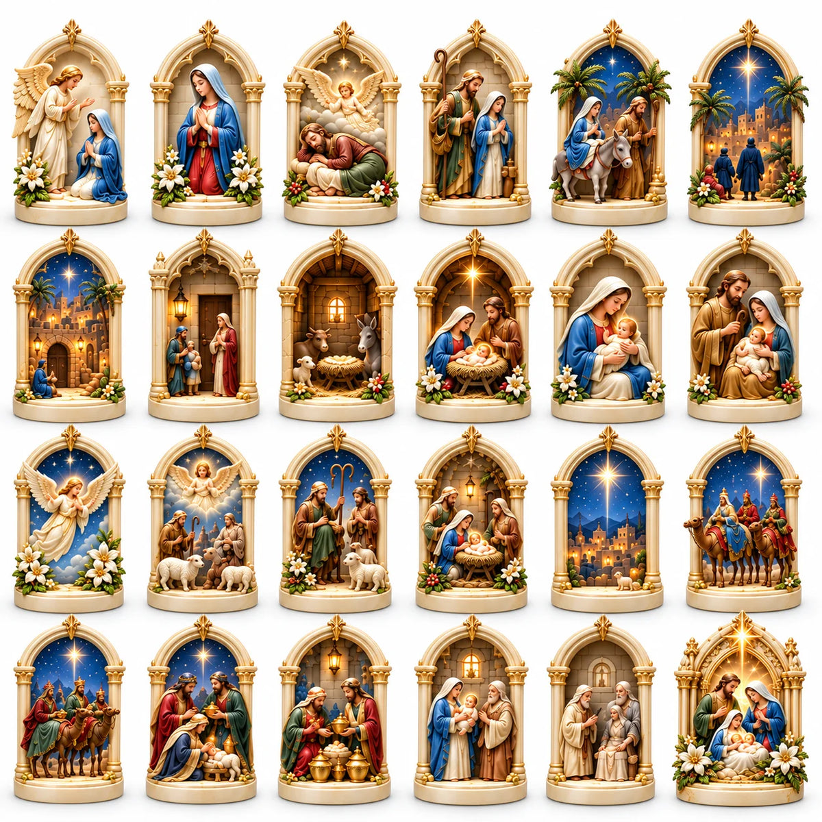 Nativity Story 2026 – 24 Sacred Moments Of Christmas Countdown Calendar With 24 Unique Nativity Miniatures, Christian Christmas Collectible Gift