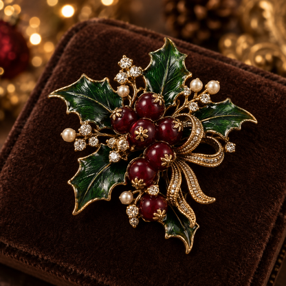 🎄✨Vintage Christmas Holly & Pinecone Brooch Collection 🎄✨