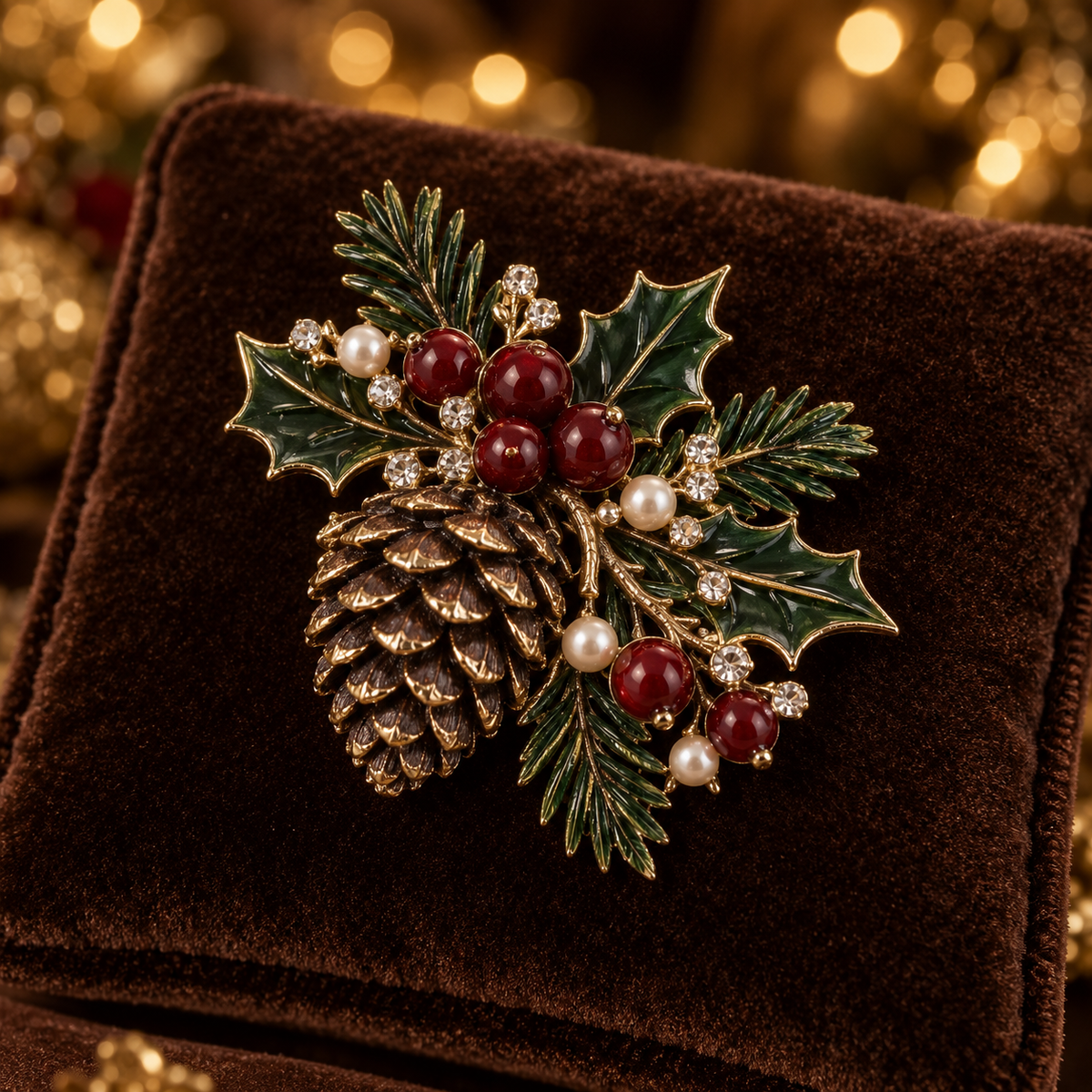 🎄✨Vintage Christmas Holly & Pinecone Brooch Collection 🎄✨