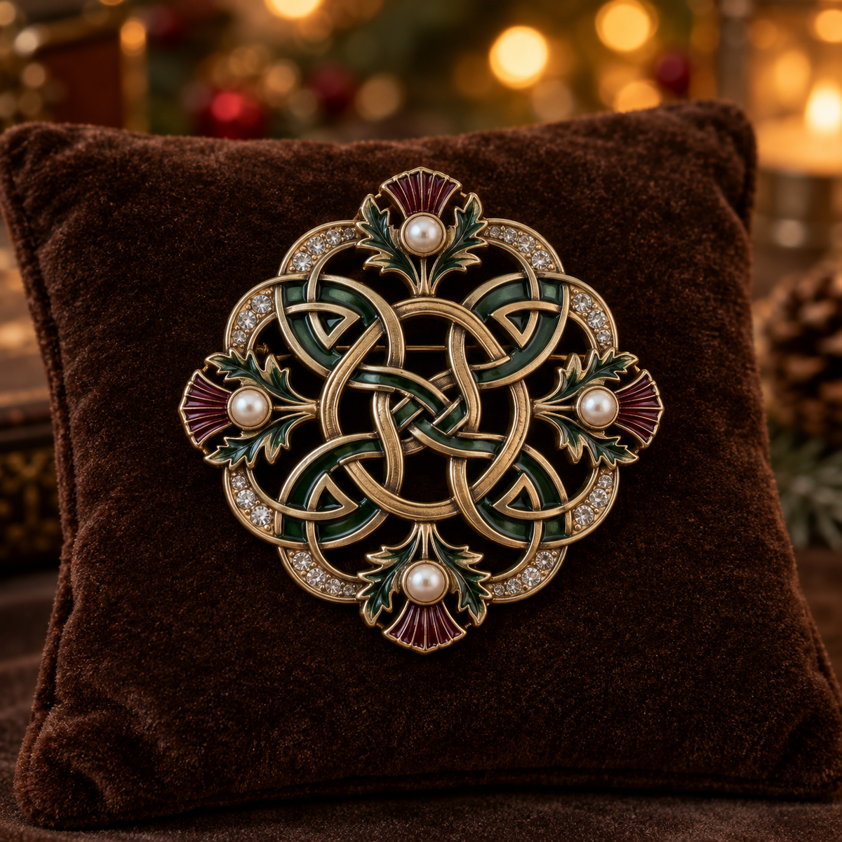 🍀✨Vintage Celtic Thistle Knot Brooch 🍀✨