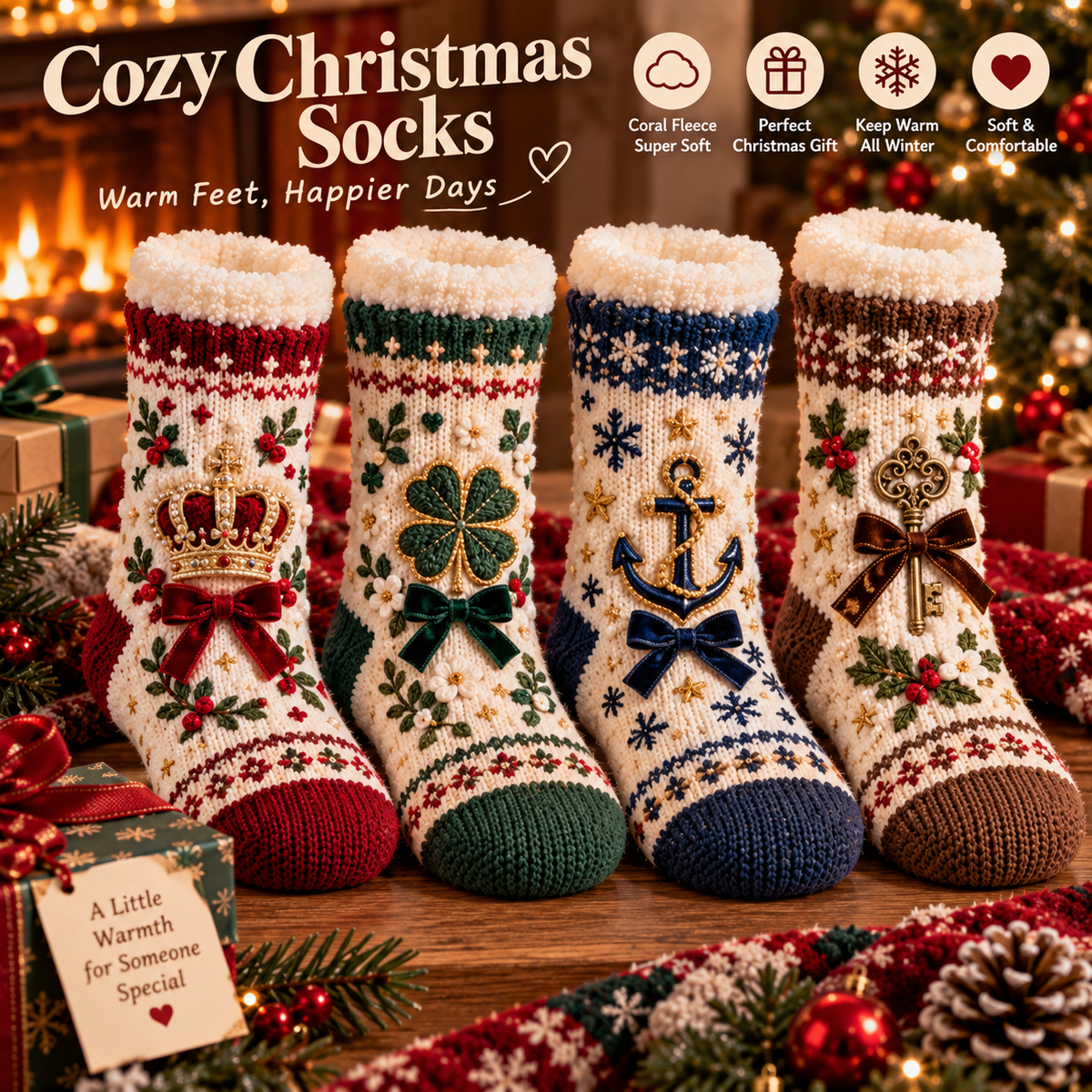 🎄Cozy Christmas Fleece‑Lined Socks 🎄