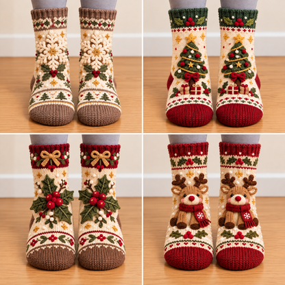 Cozy Christmas Fleece‑Lined Socks 🎄