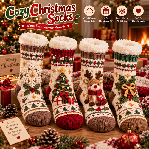 Cozy Christmas Fleece‑Lined Socks 🎄