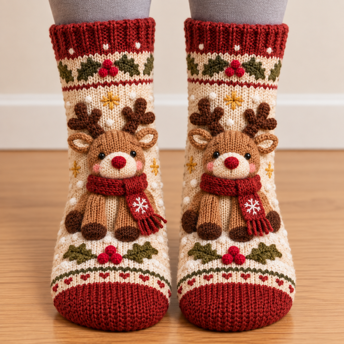 Cozy Christmas Fleece‑Lined Socks 🎄