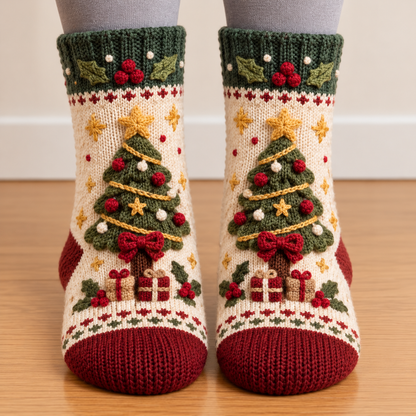 Cozy Christmas Fleece‑Lined Socks 🎄