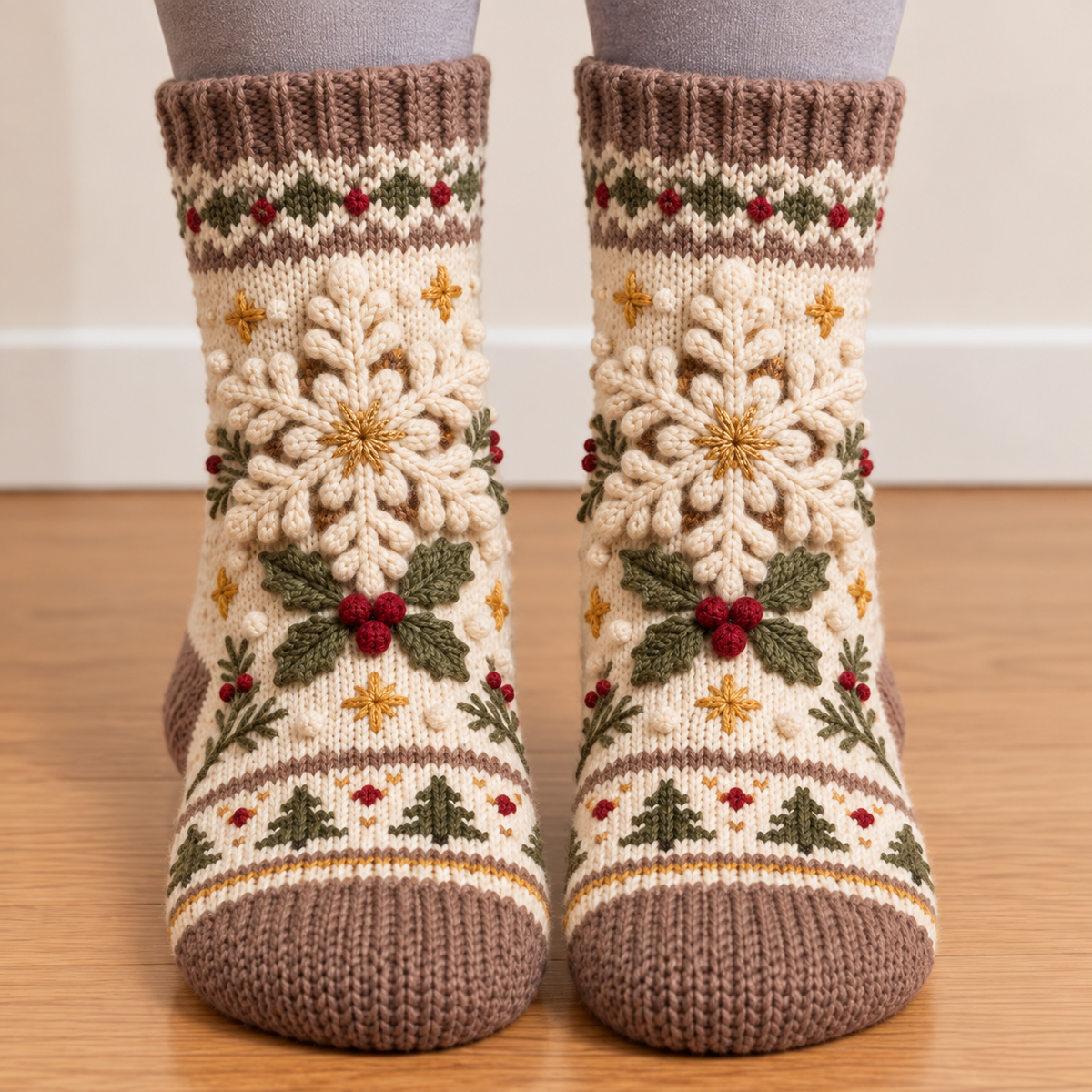 Cozy Christmas Fleece‑Lined Socks 🎄