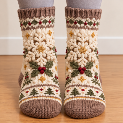 Cozy Christmas Fleece‑Lined Socks 🎄