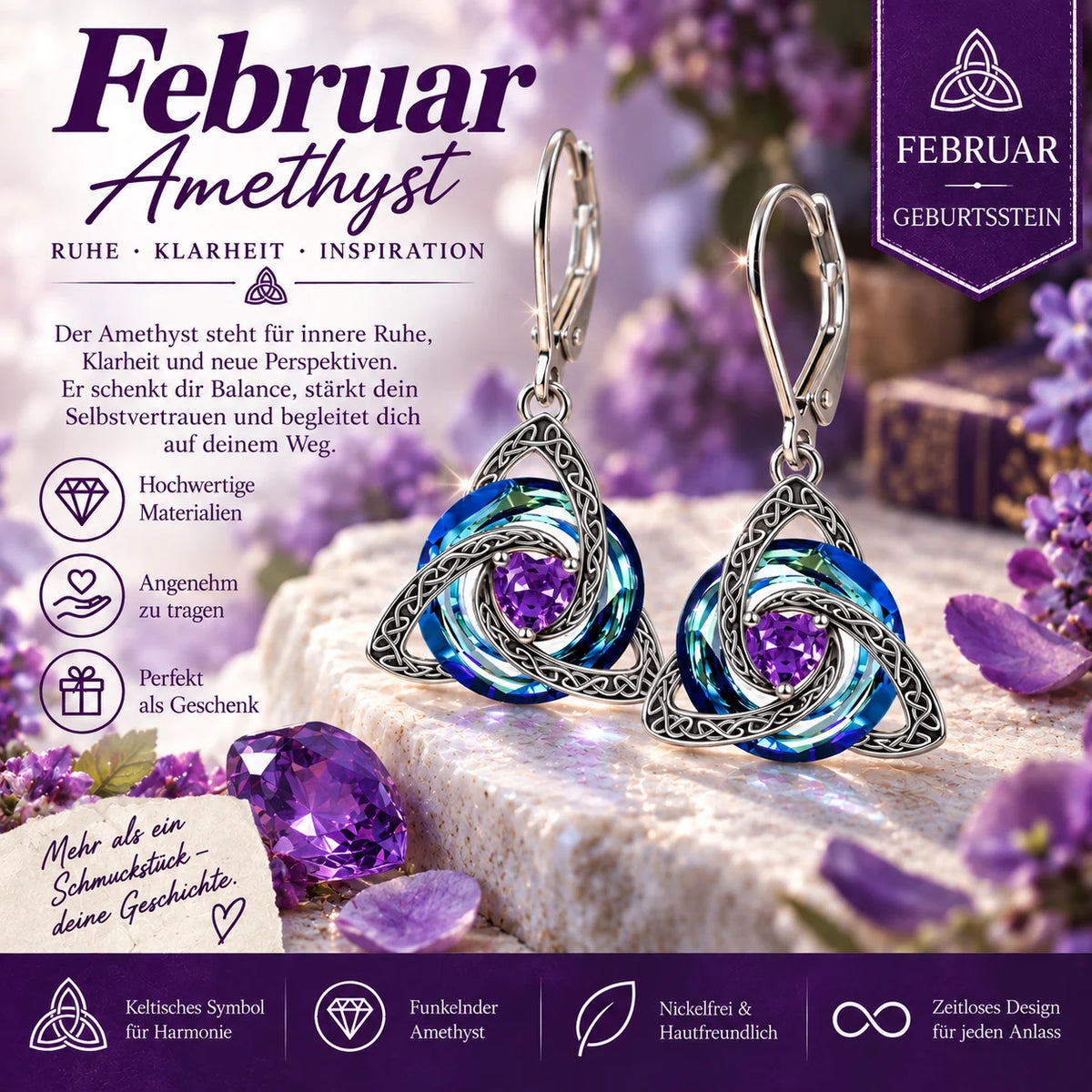 ✨ Celtic birthstone earrings – Timeless elegance with personal meaning